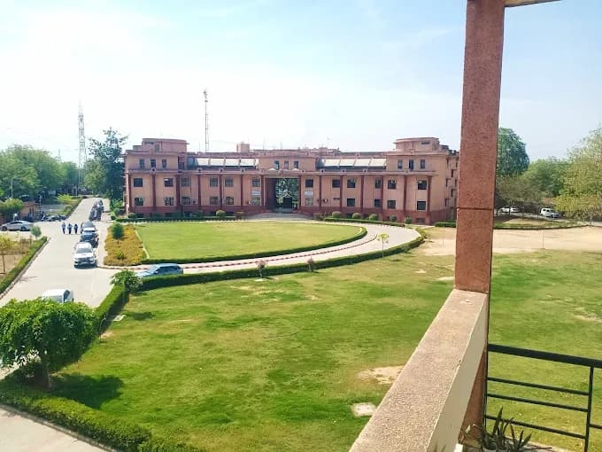 Jagannath University campus buildings viewed from the balcony, Jaipur