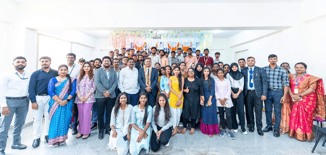 Students and faculty at a Rathinam campus event